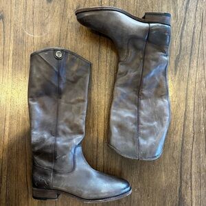 Frye Melissa Two Button Tall Boots Gray Leather Womens Size 7